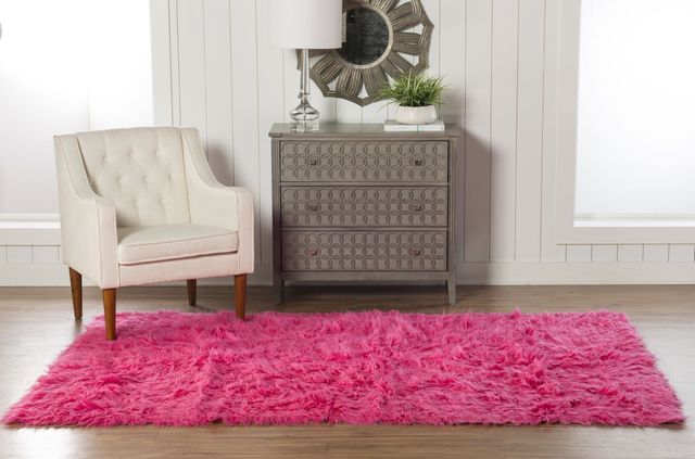 Linon Flokati Fuchsia 5'x8' Area Rug-1