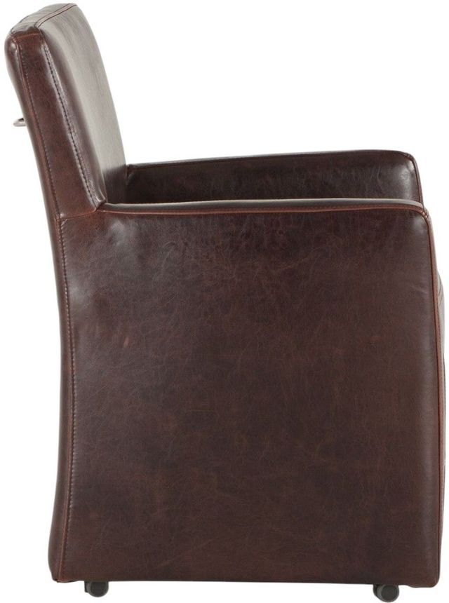 Home Trends & Design Upholstered Dining Dark Brown Leather Peabody Arm Chair-1