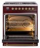 Ilve® Nostalgie II Noblesse 30'' Burgundy Pro Style Dual Fuel Range with Brass Trim-1