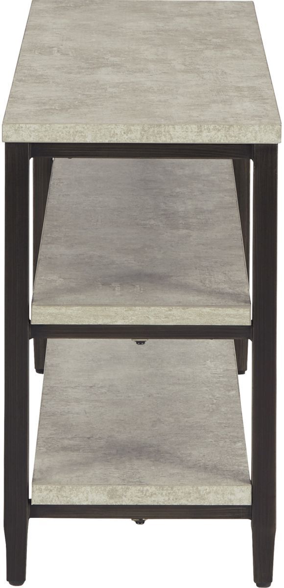 Signature Design by Ashley® Shybourne Light Gray Sofa Table with Aged Bronze Base-2