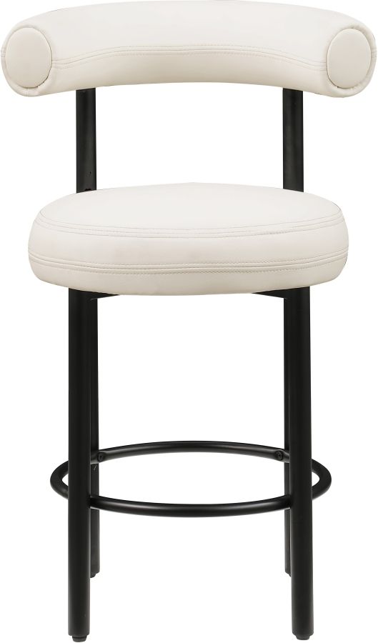 Meridian Furniture Bordeaux Cream/Matte Black Leather Counter Stool-1