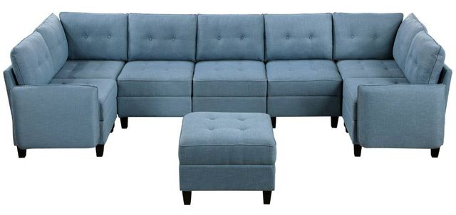 Homelegance® Garren 8-Piece Blue Modular Sectional with Storage and Ottoman-2