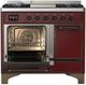 Ilve® Majestic III 40"Burgundy Pro Style Dual Fuel Natural Gas Range with Solid Door and Burnished Trim-2