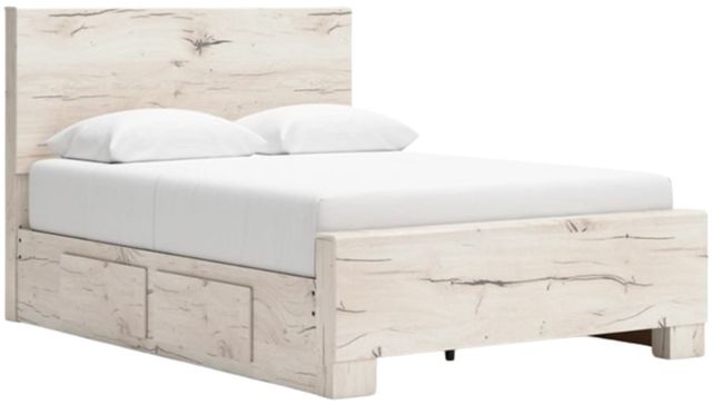 Benchcraft® Lawroy Light Natural Queen Panel Bed with 4-Drawer Storage-0