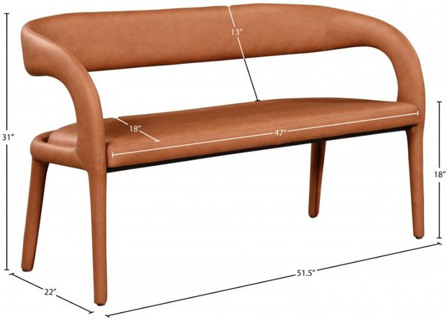 Meridian Furniture Sylvester Cognac Upholstered Bench-2