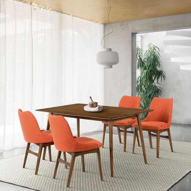 Armen Living Westmont and Azalea 5-Piece Orange/Walnut Dining Set-1