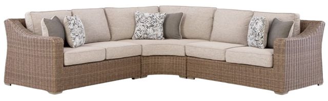 Signature Design by Ashley® Laguna Heights 3-Piece Beige/Brown Fabric/Wicker Rattan Outdoor Sectional-0