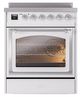 Ilve® Nostalgie II Noblesse 30'' White Pro Style Induction Range with Chrome Trim-1