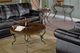Mazin Furniture Jenkins Dark Cherry Round End Table with Tobacco Metal Base -3