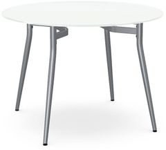 Amisco Customizable  Alys 30" White Glass Round Table with a 42" Diameter Top 