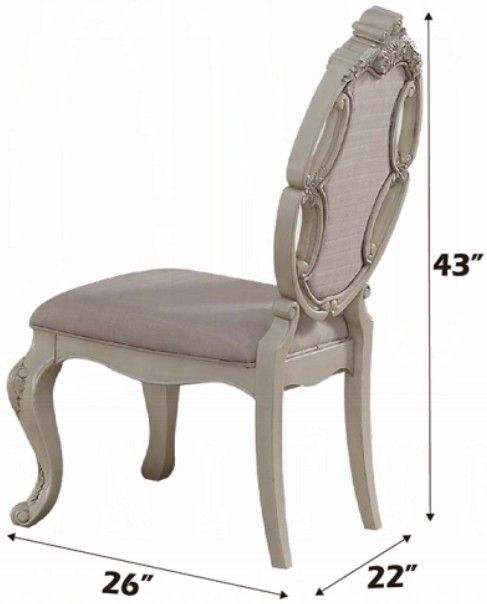 ACME Furniture Ragenardus 2-Piece Beige/Antique White Side Chair Set-2