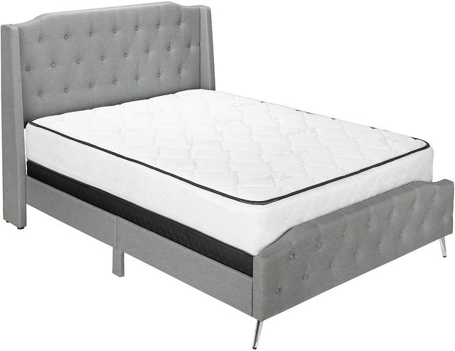 Monarch Specialties Inc. Grey Linen Queen Bed-0