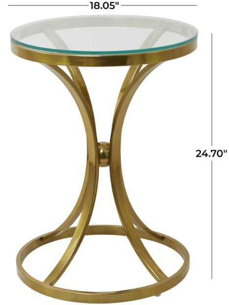 Deco Marche U Select Clear Accent Table with Gold Base-3
