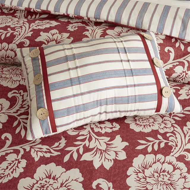Olliix by Madison Park 9 Piece Red King Lucy Cotton Twill Reversible Duvet Set-4