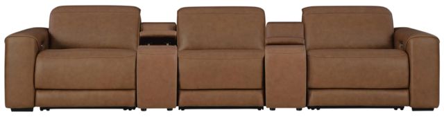 Signature Design by Ashley® Magic Man 5-Piece Caramel Power Reclining Modular Sectional with Console-0