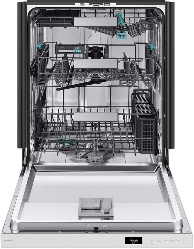 Samsung Bespoke 24" White Glass Top Control Built-In Smart Dishwasher with 3rd Rack Washing System-1