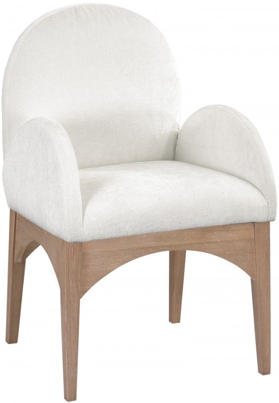 Meridian Furniture Waldorf Cream/Natural Chenille Upholstered Dining Arm Chair-0