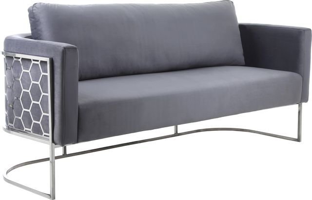 Meridian Furniture Casa Grey/Chrome Velvet Sofa-0