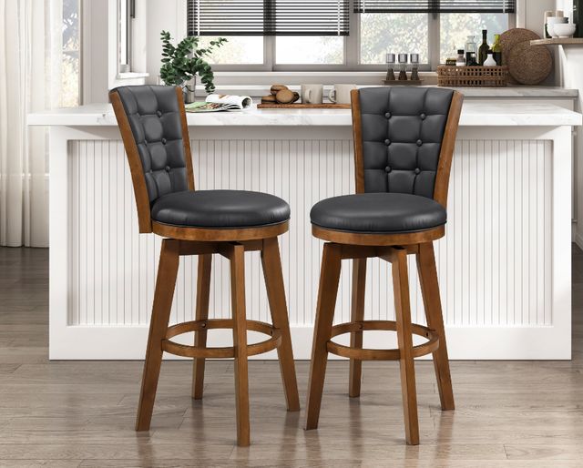 Homelegance® Medford Black/Chestnut Swivel Pub Height Chair-1