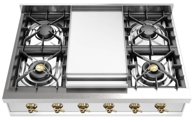 Ilve® Nostalgie II 36'' Stainless Steel Natural Gas Built-In Gas Rangetop with Brass Trim-0