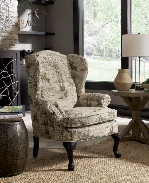 Best® Home Furnishings Field & Stream Home Sylvia ABX2 Wing Back Chair with Antique Black Legs-4