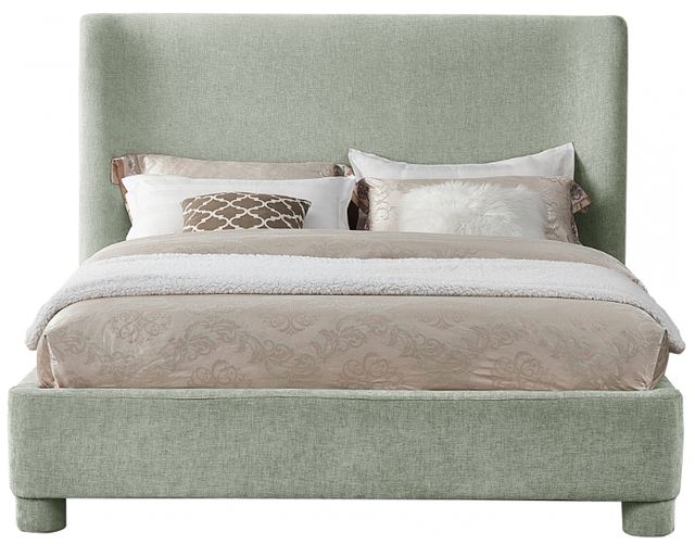 Meridian Furniture Penny Mint Green Full Chenille Fabric Upholstered Panel Bed-1