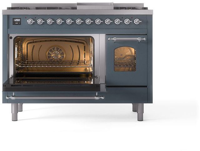 Ilve® Nostalgie II Series 48" Blue Grey Pro Style Dual Fuel Range-3