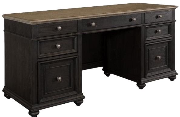 Riverside Furniture Regency Antique Oak/Matte Black Credenza Desk-0