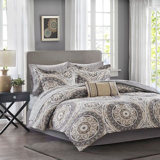 Olliix by Madison Park Essentials Taupe California King Serenity Complete Comforter and Cotton Sheet Set-4