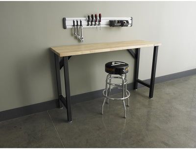 Gladiator® Workbench Hammered Granite 66.5" Wide Hardwood Modular with Black Metal Legs-3