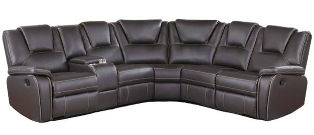 Milton Greens Stars 7-Piece Brown Leather Modular Power Recliner Sectional-0