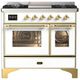 Ilve® Majestic III 40" White Pro Style Dual Fuel Liquid Propane Range with Triple Glass Door and Brass Trim-0