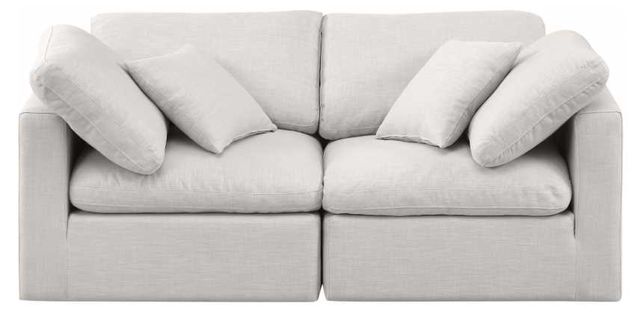 Meridian Furniture Indulge 2-Piece Cream Linen Modular Sofa-1