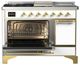Ilve® Majestic III 48" White Pro Style Dual Fuel Natural Gas Range with Solid Door and Brass Trim-3