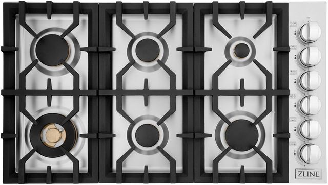 ZLINE 36" Stainless Steel Gas Cooktop with 6 Brass Burners-1