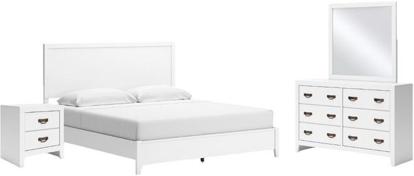 front view of the Signature Design by Ashley® Binterglen 4-Piece White King Panel Bedroom Set