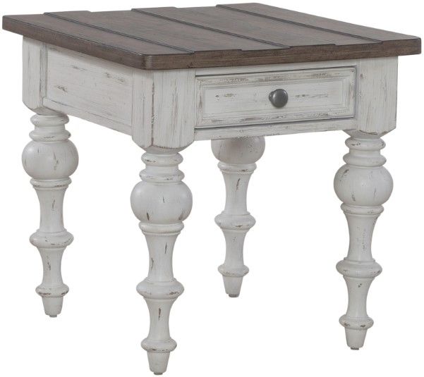 Liberty Furniture River Place Tobacco End Table with Riverstone White Base-0