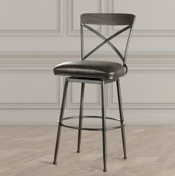 HH2 Home Decker Gray Swivel Bar Stool-3
