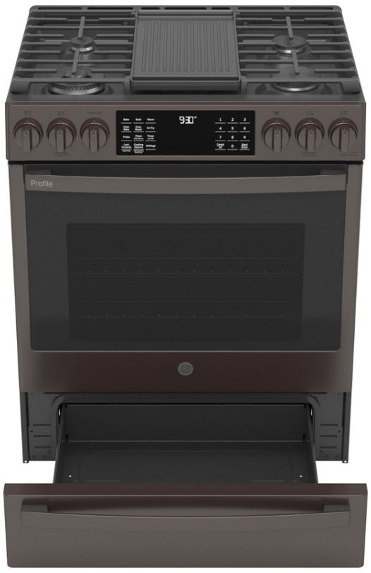 GE Profile™ 30" Fingerprint Resistant Black Stainless Steel Slide-In Gas Range-4