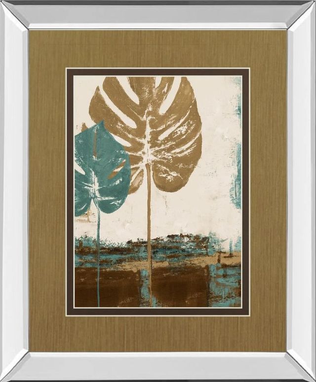 Classy Art Blue Leaves Il by Patricia Pinto Mirror Framed Wall Art-0