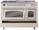 Ilve® Nostalgie II Noblesse 48'' Antique White Pro Style Dual Fuel Range with Chrome Trim-3