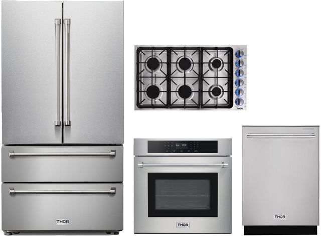 Thor Kitchen® 4 Piece Stainless Steel Gas Kitchen Package-0