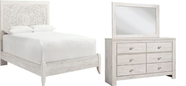 Signature Design by Ashley® Paxberry 3-Piece Whitewash King Panel Bed Set-0