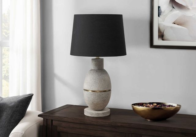 Monarch Specialties Inc. Grey Resin Table Lamp with Black Shade-2