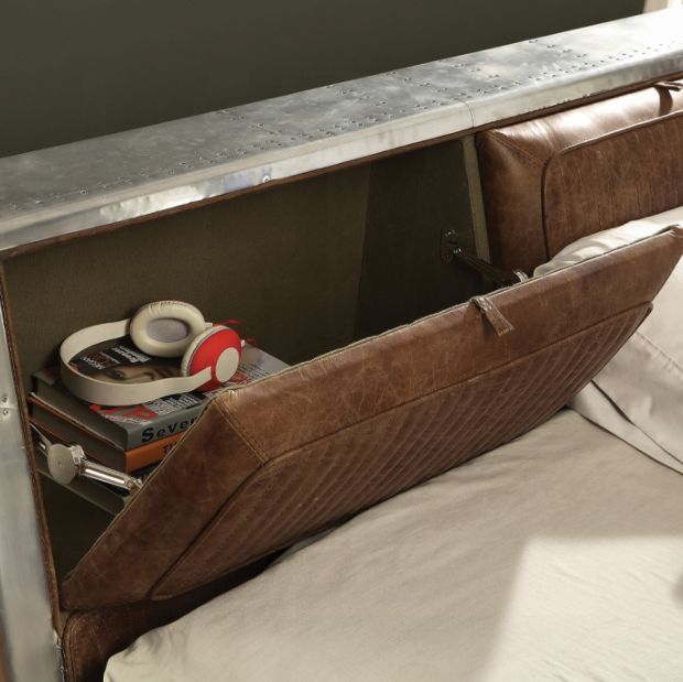 ACME Furniture Brancaster Brown Queen Upholstered Storage Panel Bed-2