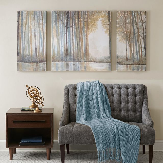 Olliix by Madison Park Multi-Colored Set of 3 Forest Reflections Gel Coated Canvas-1
