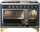 Ilve® Majestic III 48" Midnight Blue Pro Style Dual Fuel Natural Gas Range with Triple Glass Door and Brass Trim-1