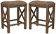 HH2 Home Willlow Bend 2-Piece Antique Walnut/Weathered Brown Leather Counter Stool-0