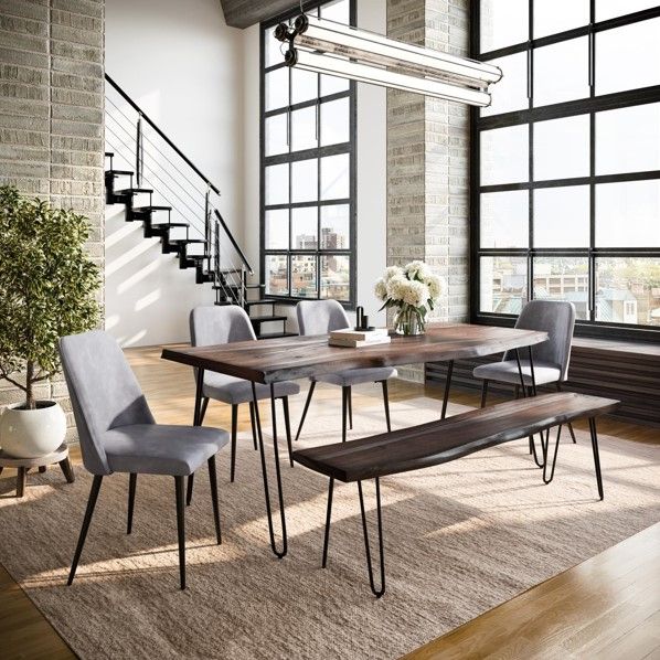 Jofran Inc. Nature's Edge Slate 79" Dining Table with Black Base-1