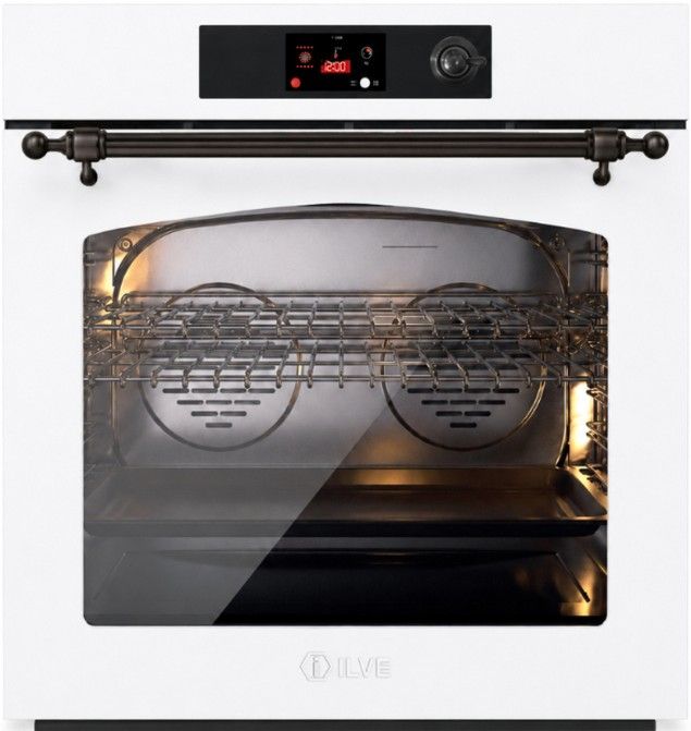 Ilve Nostalgie II 30” White Pyrolytic Single Electric Wall Oven with Burnished Trim-0